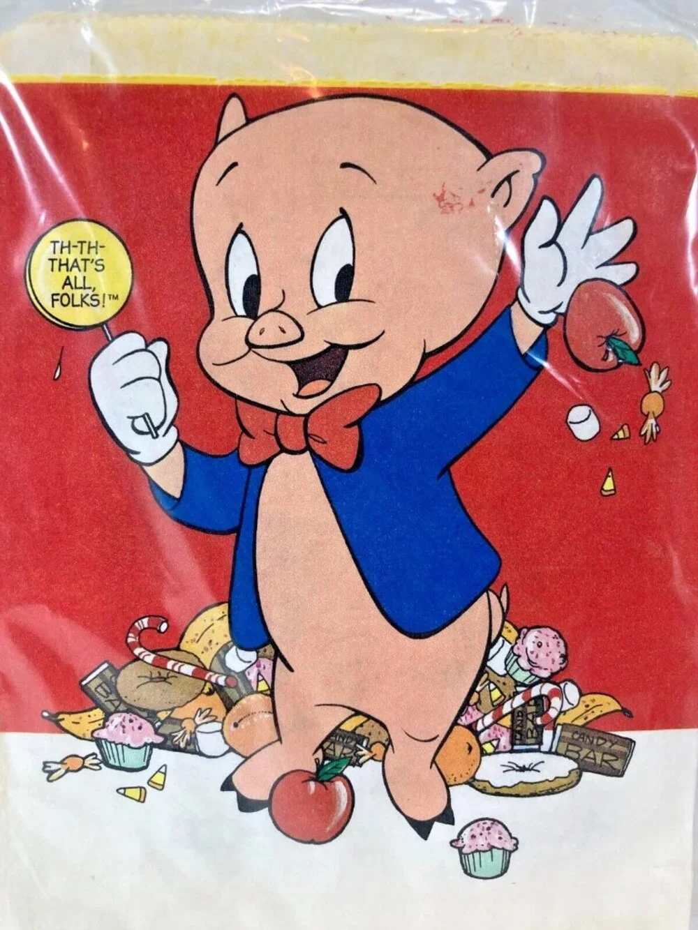 Vintage 1985 Porky Pig Looney Tunes Party Favor Goody Bags Treat Sacks Birthday